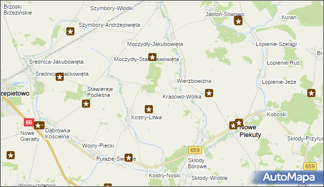 mapa Krasowo-Wólka, Krasowo-Wólka na mapie Targeo