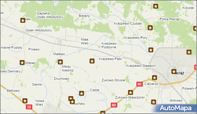 mapa Kraszewo-Falki, Kraszewo-Falki na mapie Targeo