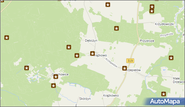 mapa Krążkowo gmina Sława, Krążkowo gmina Sława na mapie Targeo