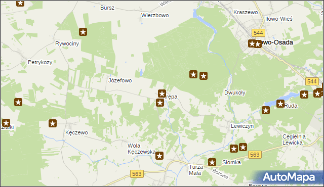 mapa Krępa gmina Lipowiec Kościelny, Krępa gmina Lipowiec Kościelny na mapie Targeo