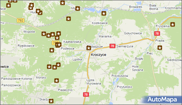 mapa Kroczyce, Kroczyce na mapie Targeo