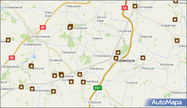 mapa Królikowice gmina Kobierzyce, Królikowice gmina Kobierzyce na mapie Targeo