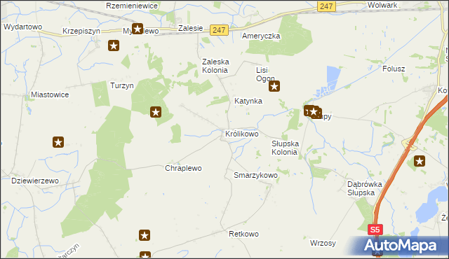 mapa Królikowo gmina Szubin, Królikowo gmina Szubin na mapie Targeo