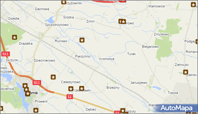 mapa Kromolice gmina Kórnik, Kromolice gmina Kórnik na mapie Targeo