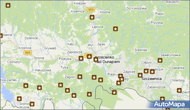 mapa Krościenko nad Dunajcem, Krościenko nad Dunajcem na mapie Targeo