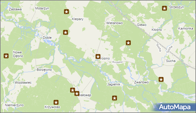 mapa Krosino gmina Grzmiąca, Krosino gmina Grzmiąca na mapie Targeo