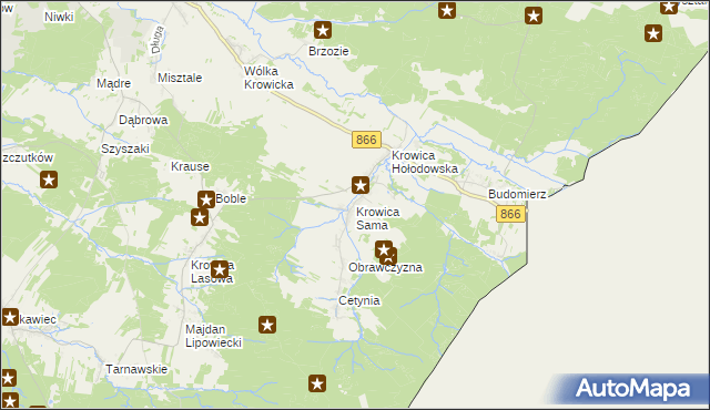 mapa Krowica Sama, Krowica Sama na mapie Targeo