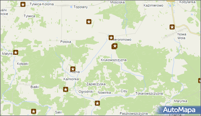 mapa Krukowszczyzna gmina Michałowo, Krukowszczyzna gmina Michałowo na mapie Targeo