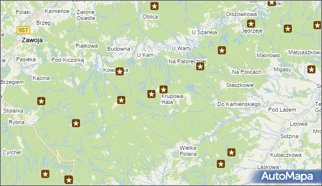mapa Krupowa Hala, Krupowa Hala na mapie Targeo