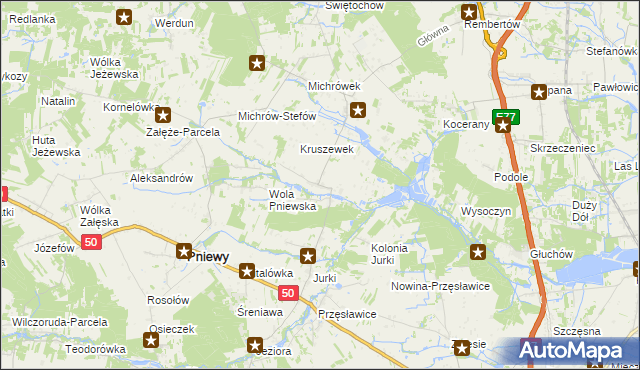 mapa Kruszew gmina Pniewy, Kruszew gmina Pniewy na mapie Targeo
