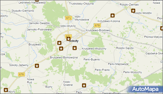 mapa Kruszewo-Wypychy, Kruszewo-Wypychy na mapie Targeo