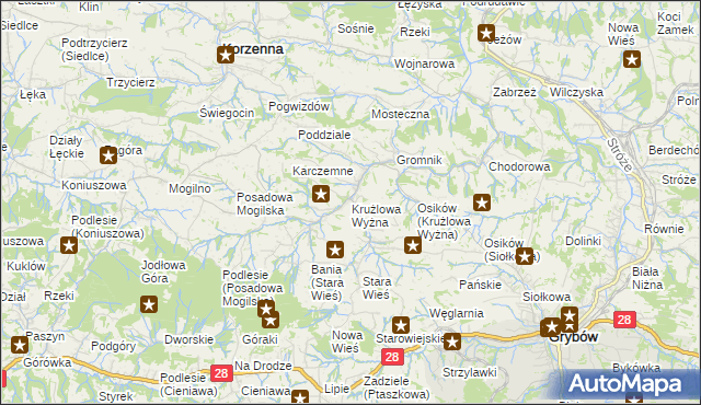 mapa Krużlowa Wyżna, Krużlowa Wyżna na mapie Targeo