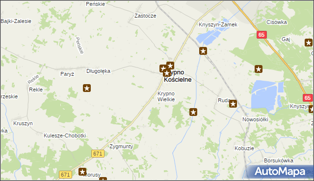 mapa Krypno Wielkie, Krypno Wielkie na mapie Targeo