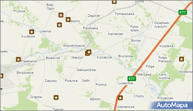 mapa Krzcięcice, Krzcięcice na mapie Targeo