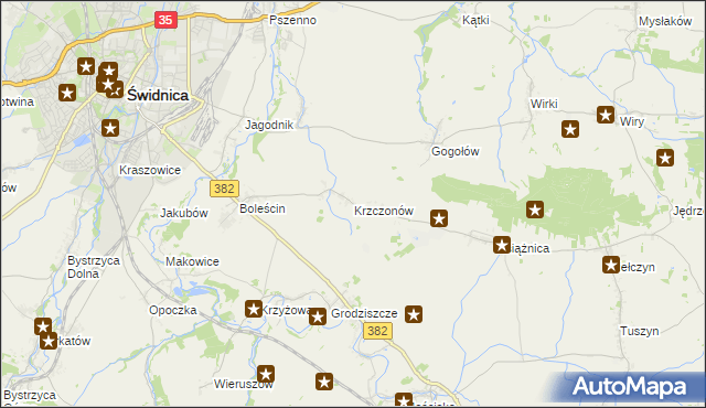 mapa Krzczonów gmina Świdnica, Krzczonów gmina Świdnica na mapie Targeo