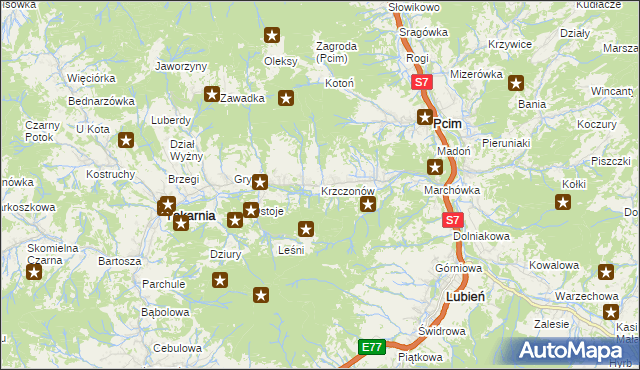 mapa Krzczonów gmina Tokarnia, Krzczonów gmina Tokarnia na mapie Targeo