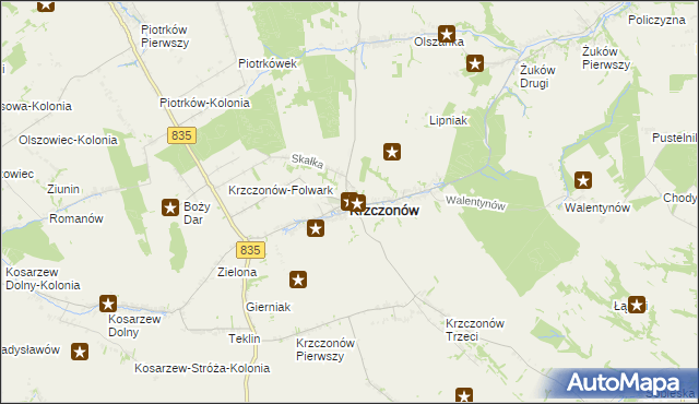 mapa Krzczonów powiat lubelski, Krzczonów powiat lubelski na mapie Targeo