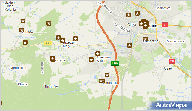 mapa Krzeczyn Wielki, Krzeczyn Wielki na mapie Targeo