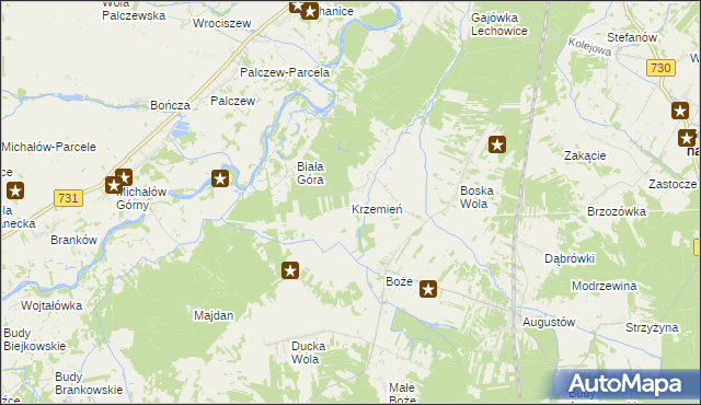 mapa Krzemień gmina Stromiec, Krzemień gmina Stromiec na mapie Targeo