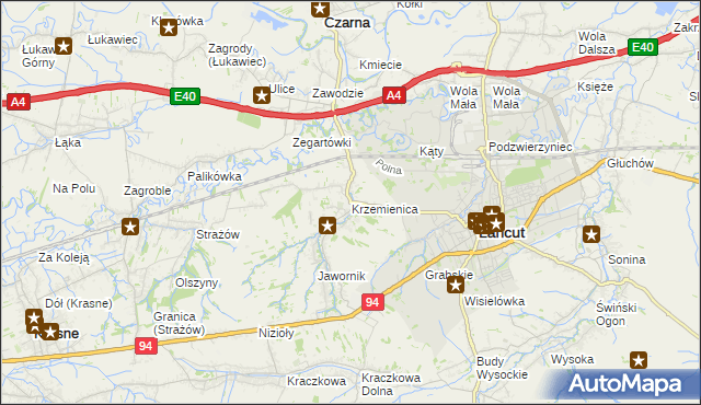 mapa Krzemienica gmina Czarna, Krzemienica gmina Czarna na mapie Targeo