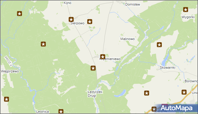 mapa Krzemieniewo gmina Czarne, Krzemieniewo gmina Czarne na mapie Targeo