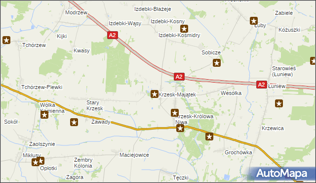 mapa Krzesk-Majątek, Krzesk-Majątek na mapie Targeo