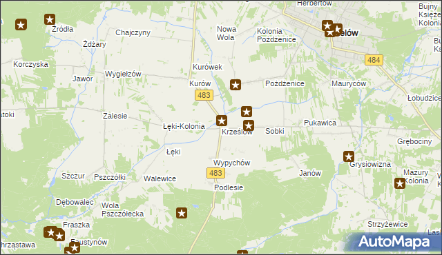 mapa Krześlów, Krześlów na mapie Targeo