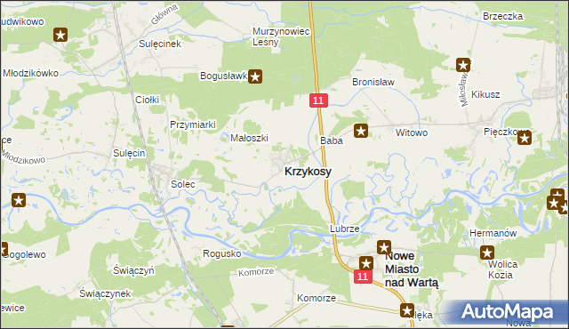 mapa Krzykosy powiat średzki, Krzykosy powiat średzki na mapie Targeo