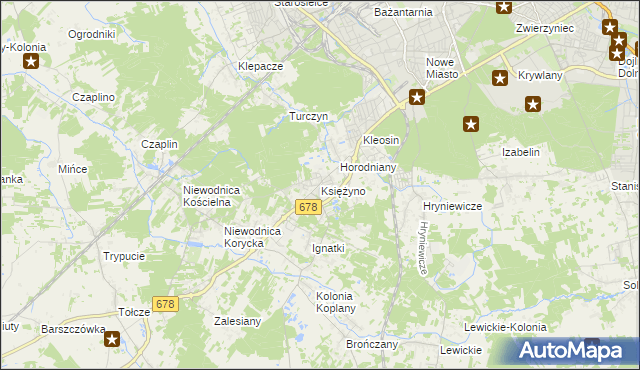 mapa Księżyno, Księżyno na mapie Targeo