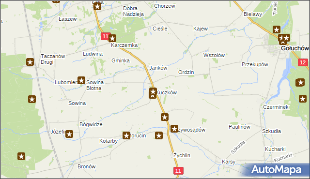 mapa Kuczków gmina Pleszew, Kuczków gmina Pleszew na mapie Targeo