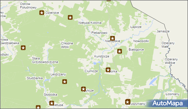 mapa Kundzicze gmina Krynki, Kundzicze gmina Krynki na mapie Targeo