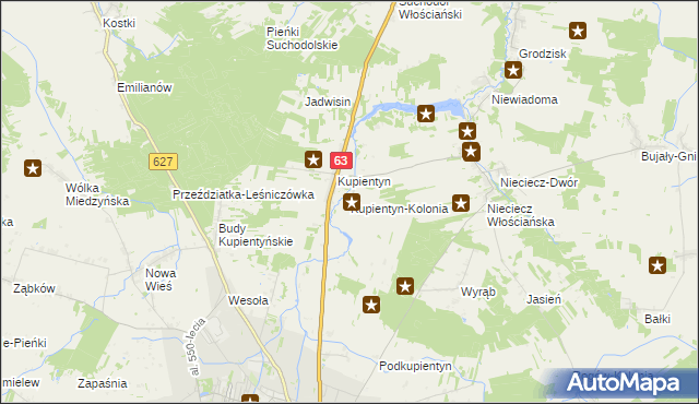 mapa Kupientyn-Kolonia, Kupientyn-Kolonia na mapie Targeo