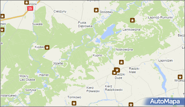 mapa Kupno gmina Wąpielsk, Kupno gmina Wąpielsk na mapie Targeo