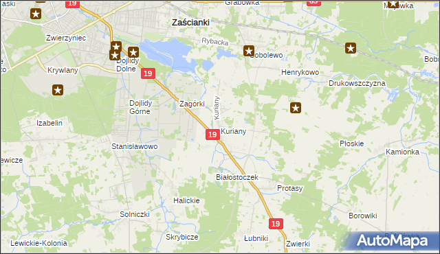 mapa Kuriany gmina Zabłudów, Kuriany gmina Zabłudów na mapie Targeo