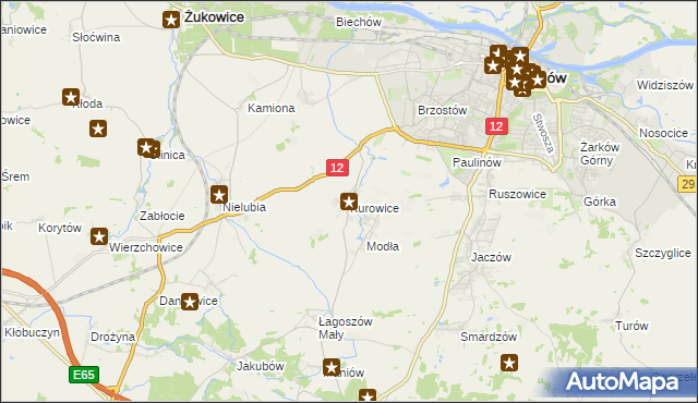 mapa Kurowice gmina Jerzmanowa, Kurowice gmina Jerzmanowa na mapie Targeo