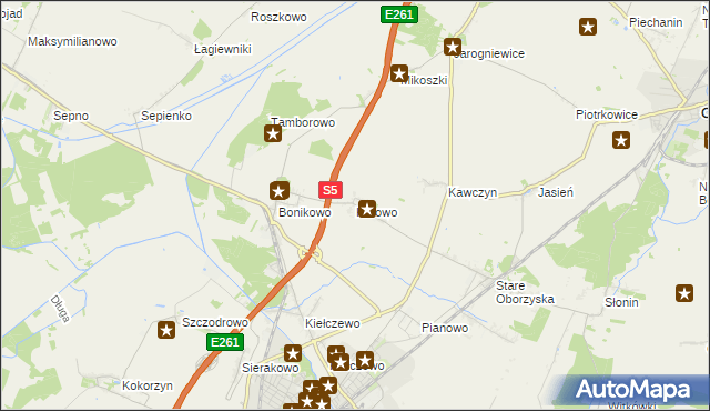 mapa Kurowo gmina Kościan, Kurowo gmina Kościan na mapie Targeo