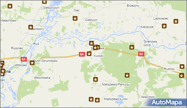 mapa Kurpiki, Kurpiki na mapie Targeo