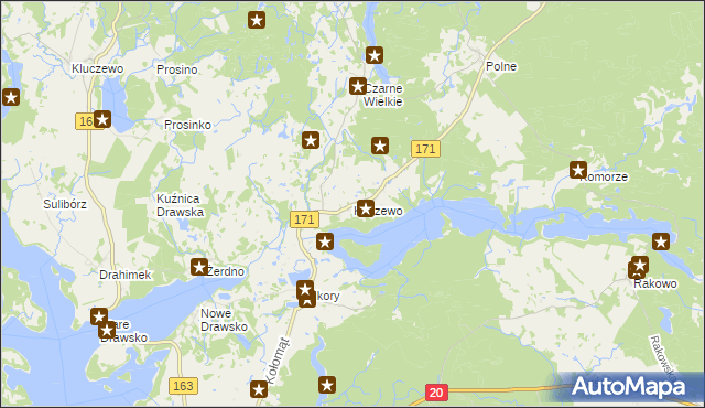 mapa Kuszewo gmina Czaplinek, Kuszewo gmina Czaplinek na mapie Targeo