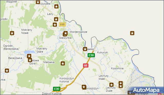 mapa Kuzawka gmina Terespol, Kuzawka gmina Terespol na mapie Targeo