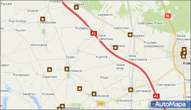 mapa Kuźnice gmina Choceń, Kuźnice gmina Choceń na mapie Targeo