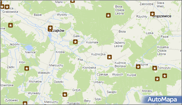 mapa Kuźniczka gmina Klonowa, Kuźniczka gmina Klonowa na mapie Targeo