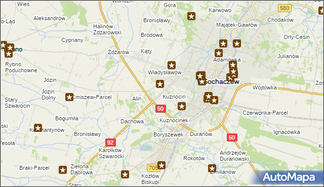 mapa Kuznocin gmina Sochaczew, Kuznocin gmina Sochaczew na mapie Targeo