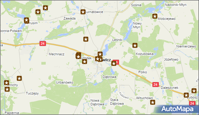 mapa Kwilcz, Kwilcz na mapie Targeo