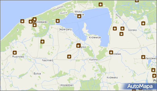 mapa Łącko gmina Postomino, Łącko gmina Postomino na mapie Targeo