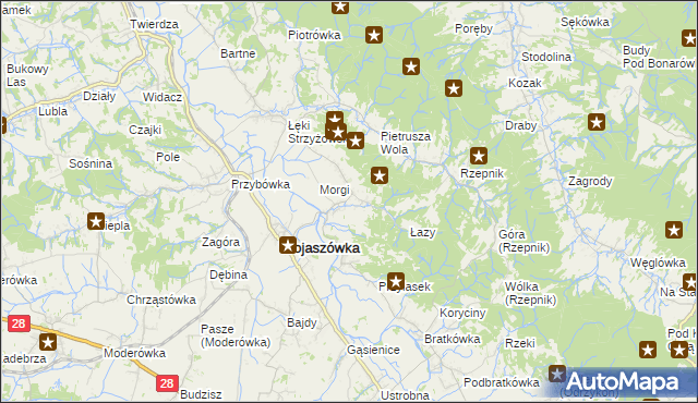 mapa Łączki Jagiellońskie, Łączki Jagiellońskie na mapie Targeo