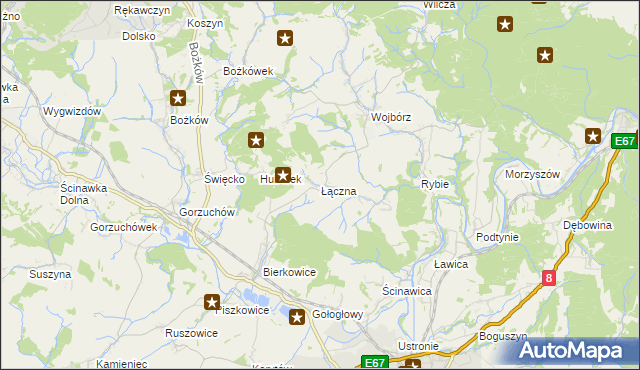 mapa Łączna gmina Kłodzko, Łączna gmina Kłodzko na mapie Targeo