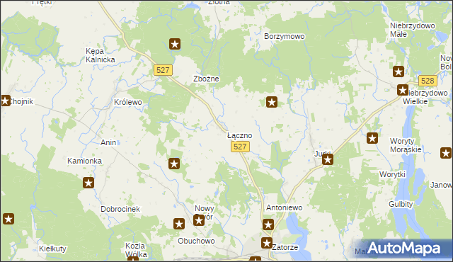 mapa Łączno gmina Morąg, Łączno gmina Morąg na mapie Targeo