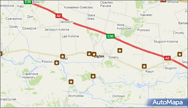 mapa Lądek powiat słupecki, Lądek powiat słupecki na mapie Targeo