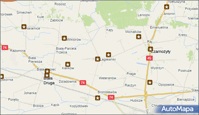 mapa Łagiewniki gmina Czarnożyły, Łagiewniki gmina Czarnożyły na mapie Targeo