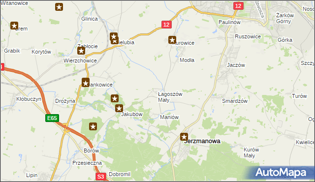 mapa Łagoszów Mały, Łagoszów Mały na mapie Targeo